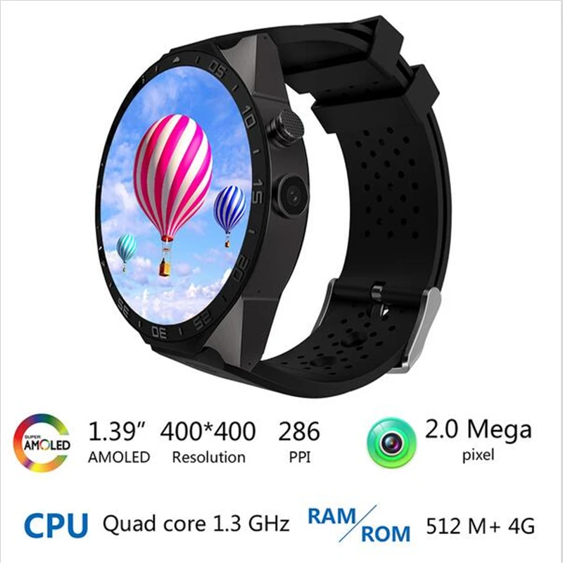 Kingwear KW88 лучше чем KW18 Смарт часы 3g 4 Гб встроенная память 512 Мб оперативная Wi Fi 1 39
