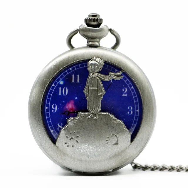 Новое поступление Маленький принц черные кварцевые карманные часы аналоговый кулон ожерелье унисекс подарки для детей# CF1054 - Цвет: Черный