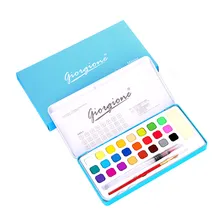 18/24 розовый синий железный ящик Твердые акварельные краски в наборе прозрачный сплошной цвет воды для студентов