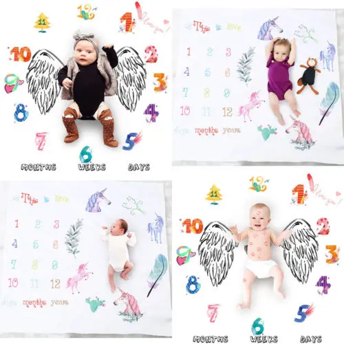 

Hot Newborn Baby Kids Number Unicorn Milestone Blanket Photography Photo Prop Shoots