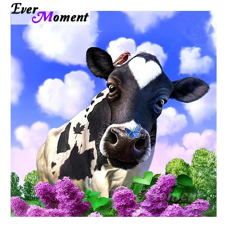 Ever Moment Cow Flower Diamond Painting Handmade Full Square Drill 5D DIY Cross Stitch Embroidery Picture Mosaic S2F1299 | Дом и сад