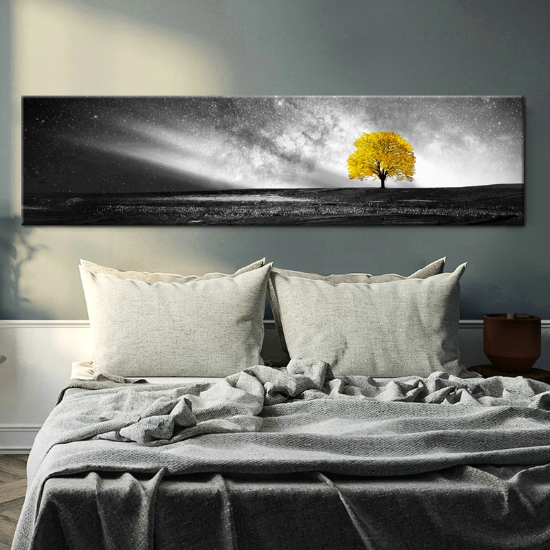 Nordic Yellow Landscape Black White Canvas Painting Posters And Print Wall Art Pictures For Living Room Bedroom Modern Decor | Дом и сад