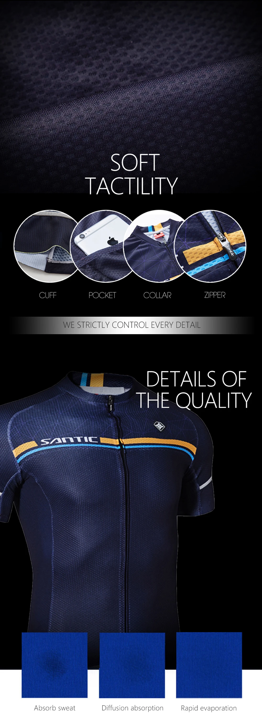 2018 SANTIC Cycling Clothing Men Pro Fit Cycling Jersey MTB Short Sleeve Downhill Bike Base Layer Jersey Sports Cycle Knitted (3)