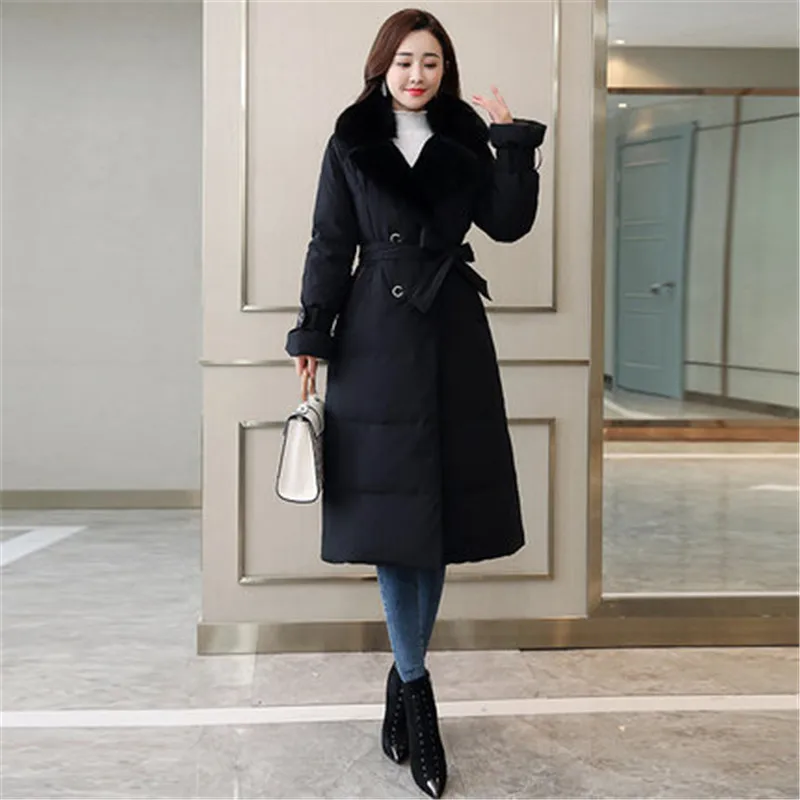 Winter Female Down Jacket 2018 New Fashion bundle Waist Outerwear Coats Korean Large Size Long Big fur collar Female parkas X796 Winter Female Down Jacket 2018 New Fashion bundle Waist Outerwear Coats Korean Large Size Long Big fur collar Female parkas X796