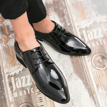 

2019 men Shoes Leather Oxfords Elegant Men Formal business Dress Shoes outdoor fahsion lace up party men Shoes size 38-46 L5