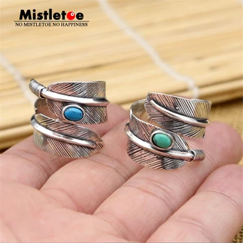 

Genuine 100% 925 Sterling Silver Vintage Punk Locomotive Indian Eagle Feathers Ring For Women Men Fashion Jewelry