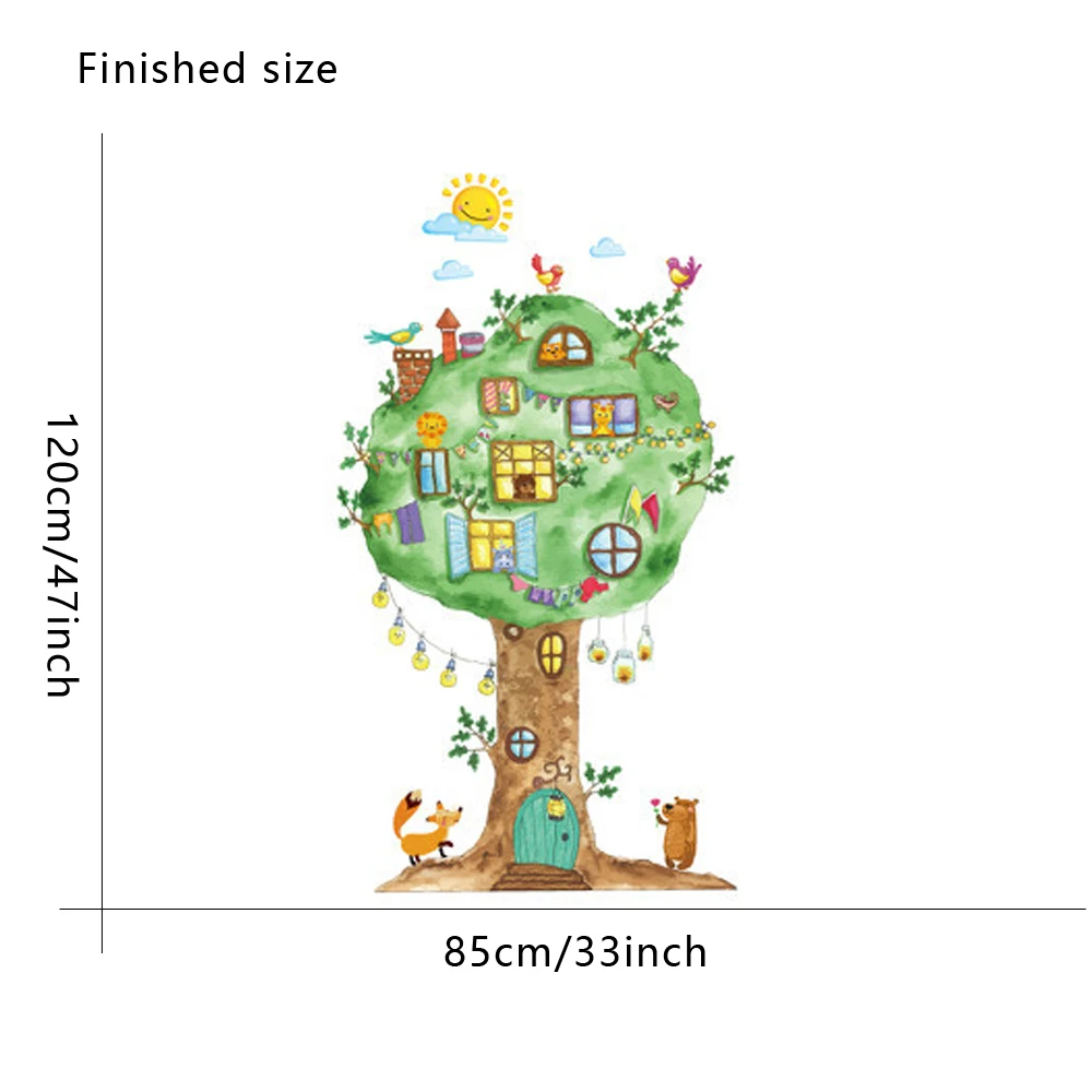 Виниловые наклейки на стену с изображением мультяшного домика на дереве для детской комнаты, детского сада, детской комнаты, настенные украшения, домашний декор, художественные наклейки, Фреска dc8