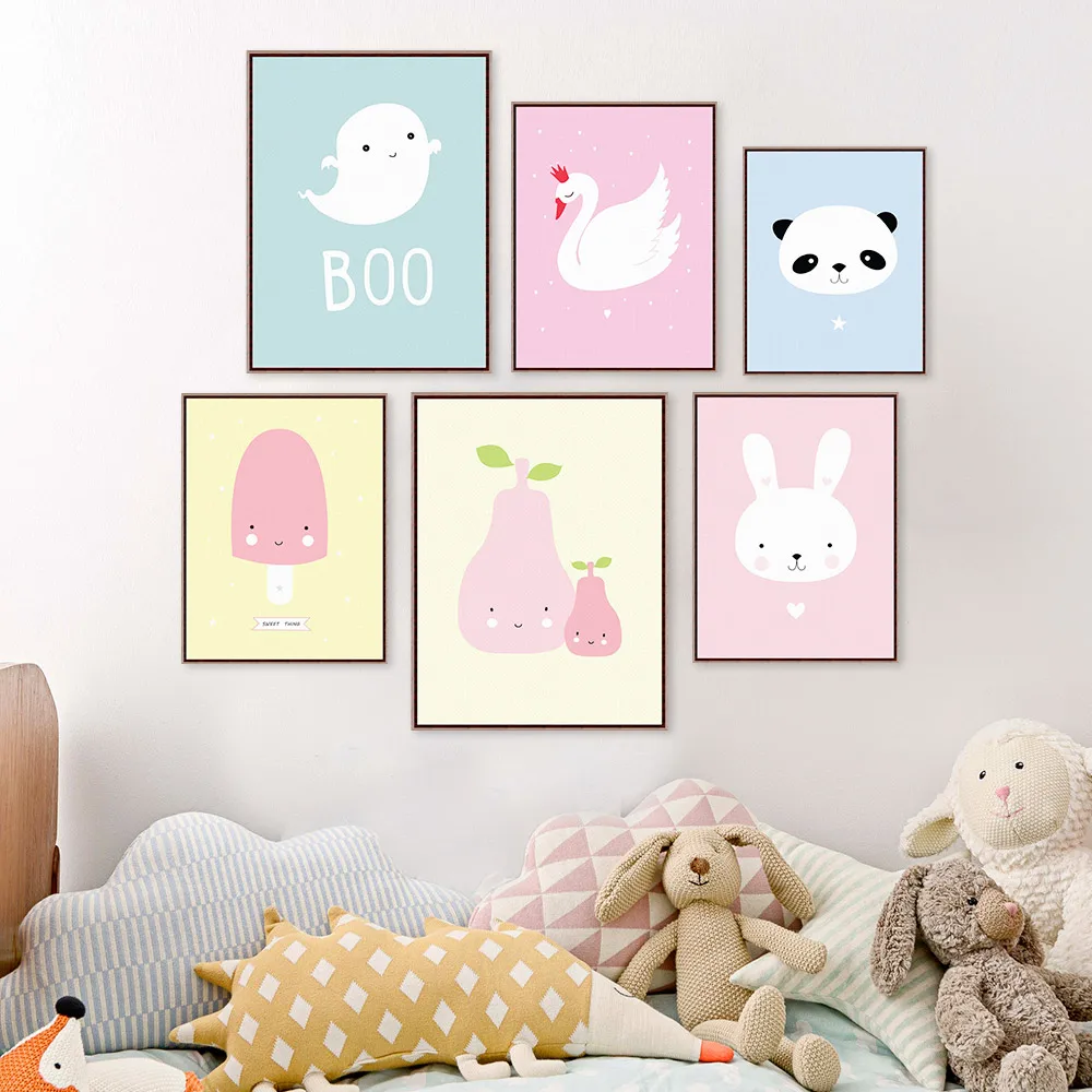 Pare S On Kids Wall Art Ping Low Modern Nordic Kawaii Cat Rabbit Penguin Panda Animal Canvas Painting On Wall Art Picture Kid