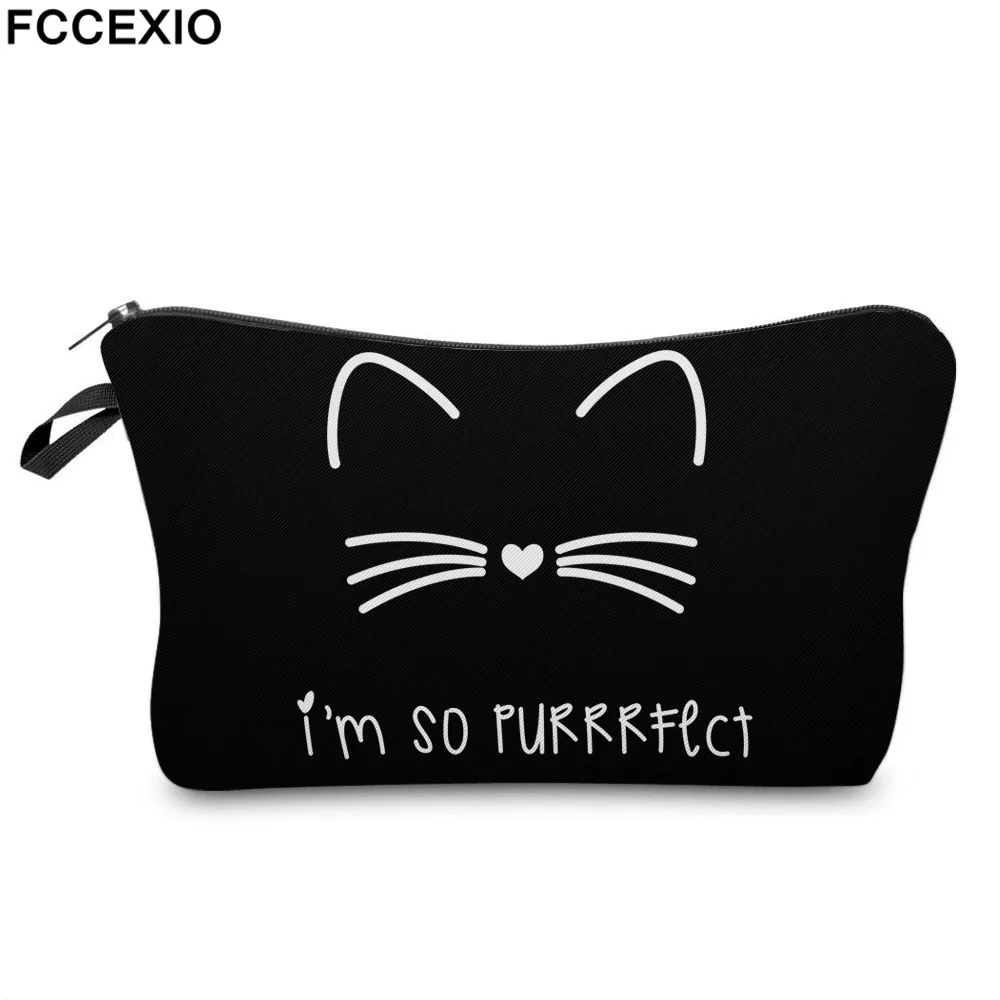 

FCCEXIO 3D Cute Kitty Cartoon Cosmetic Bag Double Layer Pattern Makeup Bag for Girls Travel Organizer Maleta De Maquiagem