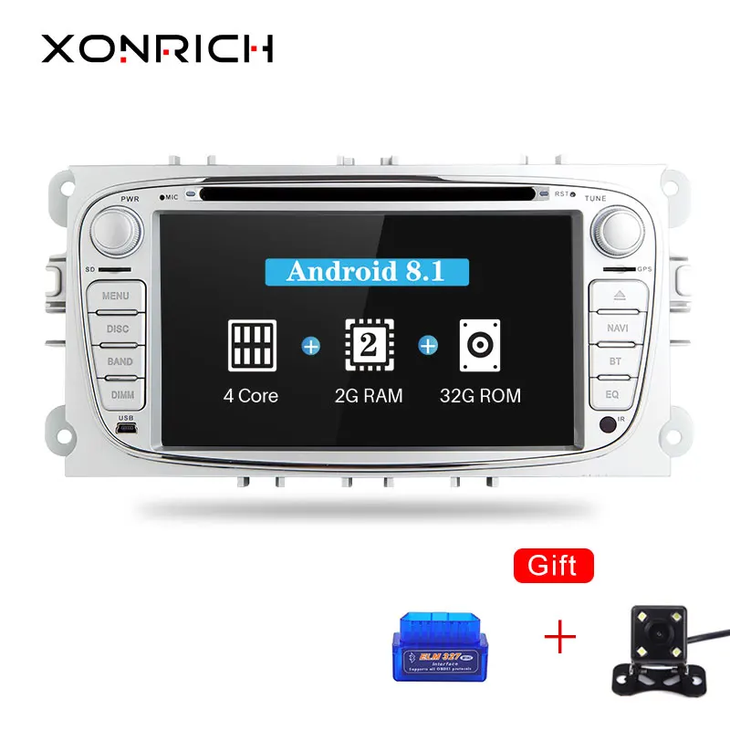 

Xonrich Car DVD Player 2 Din Android 8.1 For Ford Focus 2 S-Max C-Max Mondeo Galaxy Kuga 2 GPS AutoRadio Head Unit Audio IPS 4G