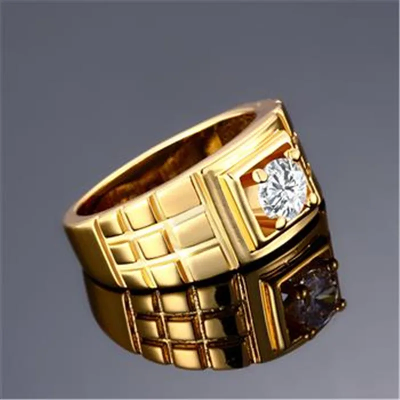 

Ring for Women and Men Big flat ring Gold-Color round Zircon Engagement Ring Wedding Jewelry