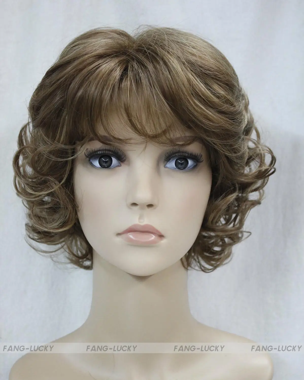 

Hot Sell!!! Cosplay Excellent Brown Mixed Short Curly Women Ladies Daily wig FTLD042