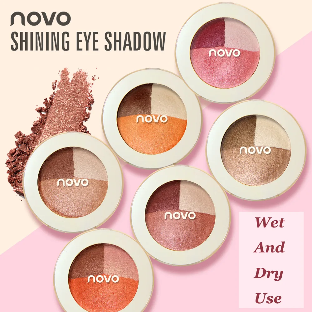 Палитра теней для век NOVO 3 вида цветов блестящие водостойкие тени век|shadow powder|eye