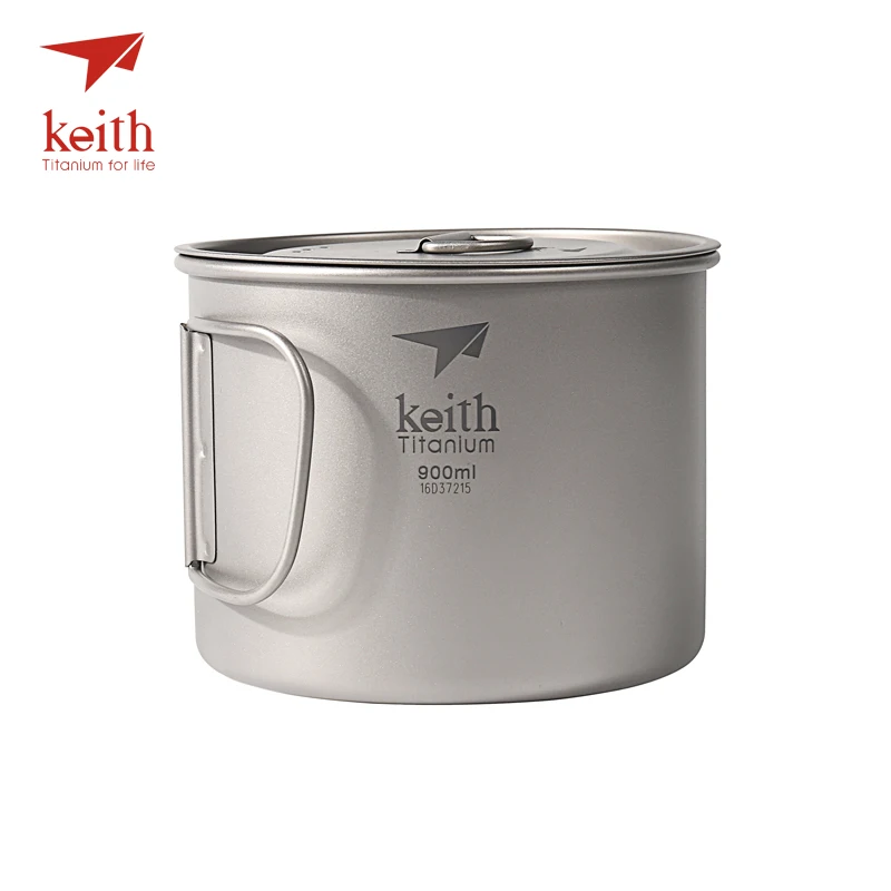 Keith 3 en 1 ultraligero de titanio Pot Camping al aire libre de titanio tazón de titanio ligero Copa 300 ml-900 ml