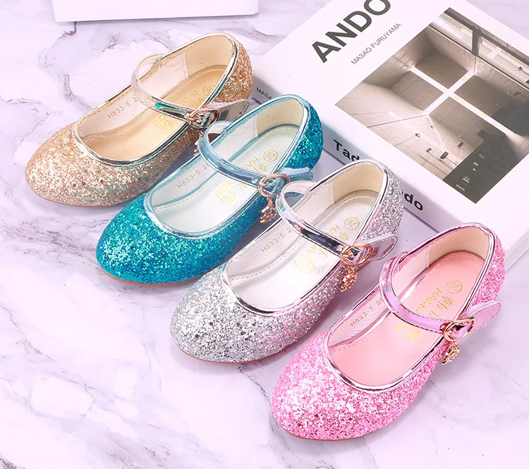 

Children girl Crystal Shoes Girls dance Shoes high-heeled Party Princess Shoes size 26-38 4colors 833-5 TX03