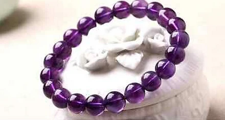 

Natural Purple Amethyst Quartz Crystal Round Beads Bracelet 10 mm