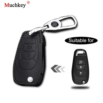 

Leather Remote Case Car Key Bag Cover for CHEVROLET 3 Buttons Folding Key Luxury Genuine Hand Sew Black Line 1PC Type C