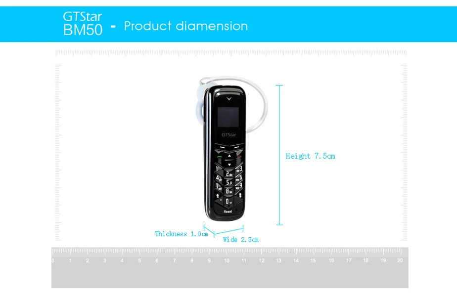 Беспроводная гарнитура bluetooth dialer GTSTAR BM50, стерео мини-наушники, поддержка sim-карты и набора номера, простой карманный мобильный телефон PK BM70