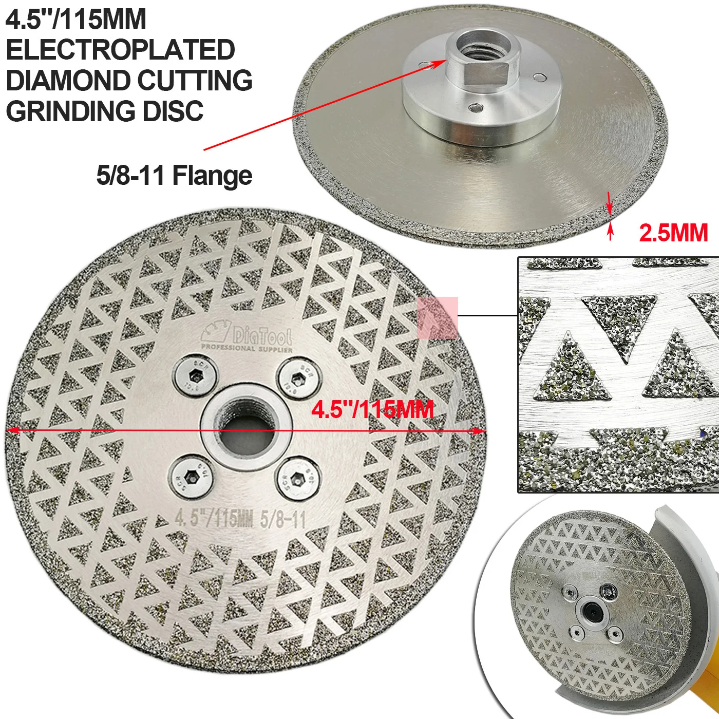 DIATOOL 2 шт./pk 4,5 "/115 мм на одной стороне гальваническим покрытием алмазный отрезной диск 5/8-11 фланец алмазный пилы