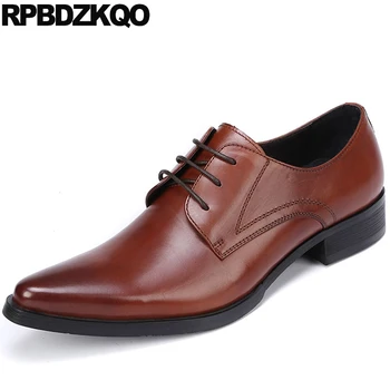 

Italy Formal Men Black Patent Leather Dress Shoes Genuine Derby Italian Real Pointed Toe Oxfords British Style Wedding Brown