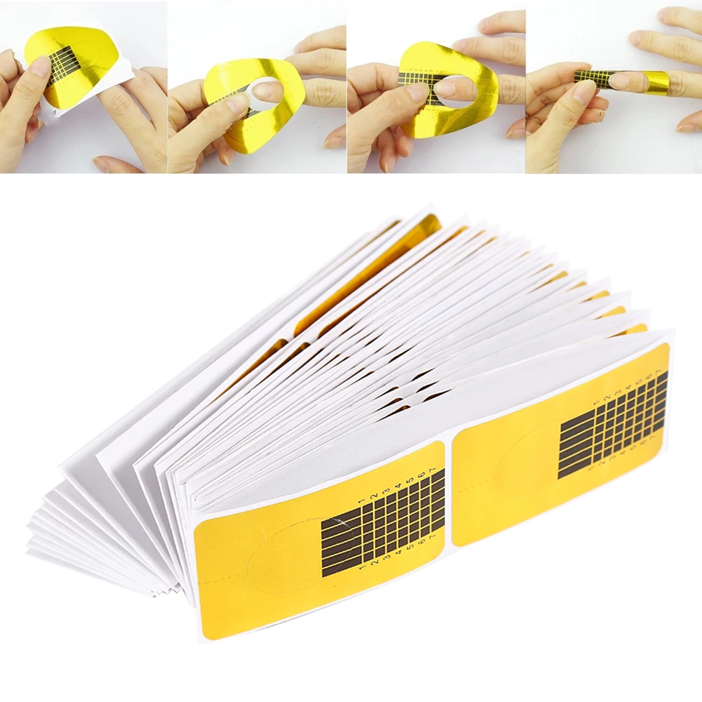 

ELECOOL 100pcs Horseshoe Shape Professional Nail Art Tips Extension Forms Guide Stickers UV Gel Manicure Accessories Easily-used