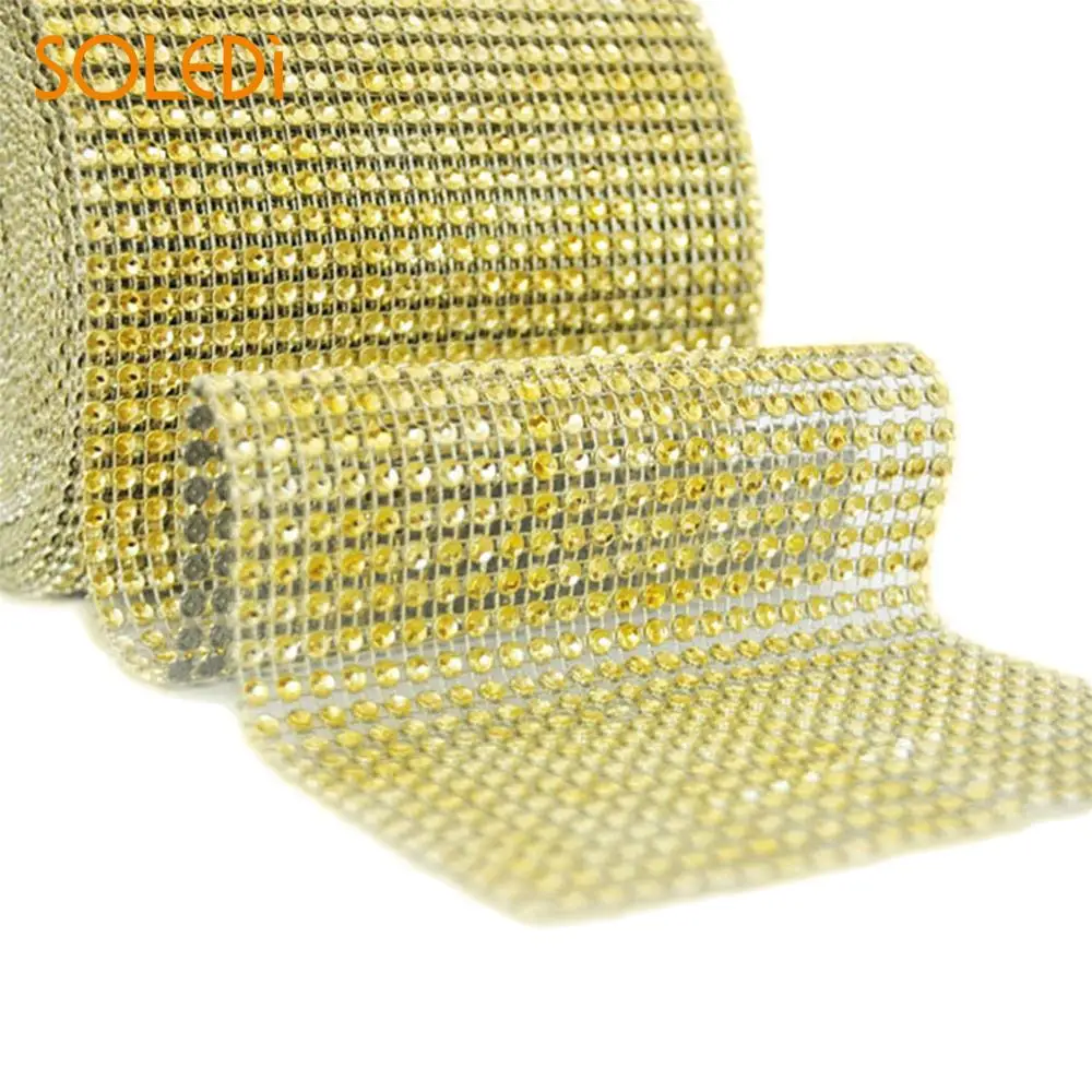 

Rhinestone Riband Rhinestone Crystal Home Silk Ribbon Ornament Plastic Glittery Packing Decor Beautiful 6 Color