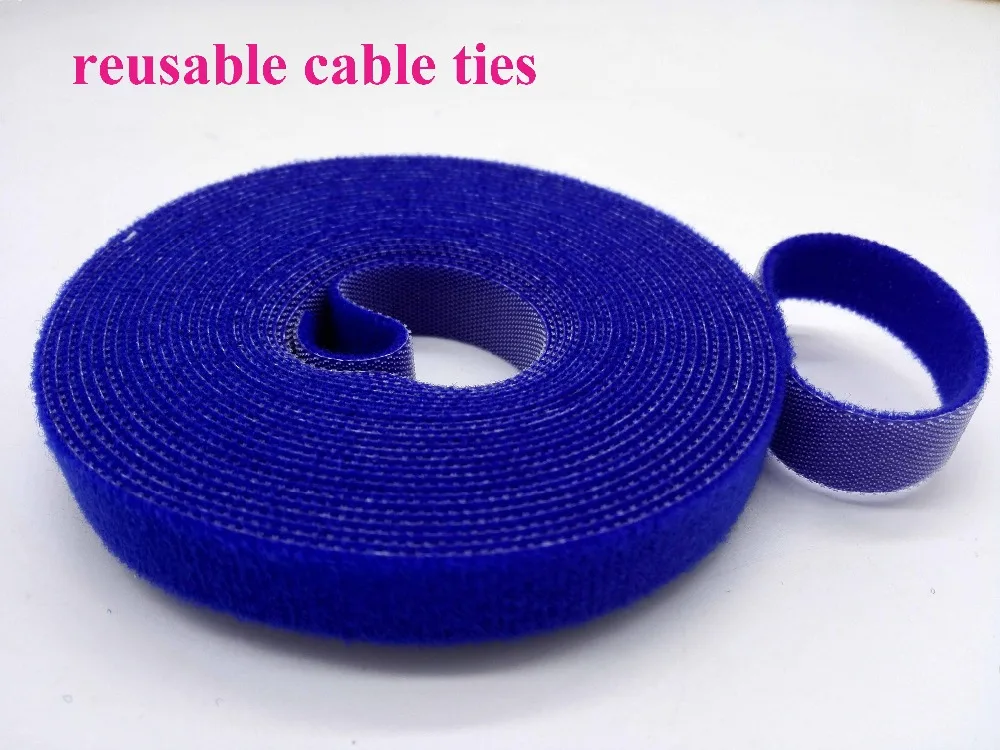 Синий 15 мм * 25 м DIY нейлон многоразовые Кабельные стяжки впритык кабель управления ремень Wrap крепежа нейлон липучка галстуки