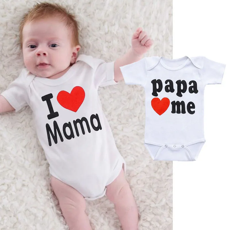 

baby twins kids clothes romper daddy papa mama baby girl summer cotton letter newborn clothes short sleeve Jumpsuit boys modis