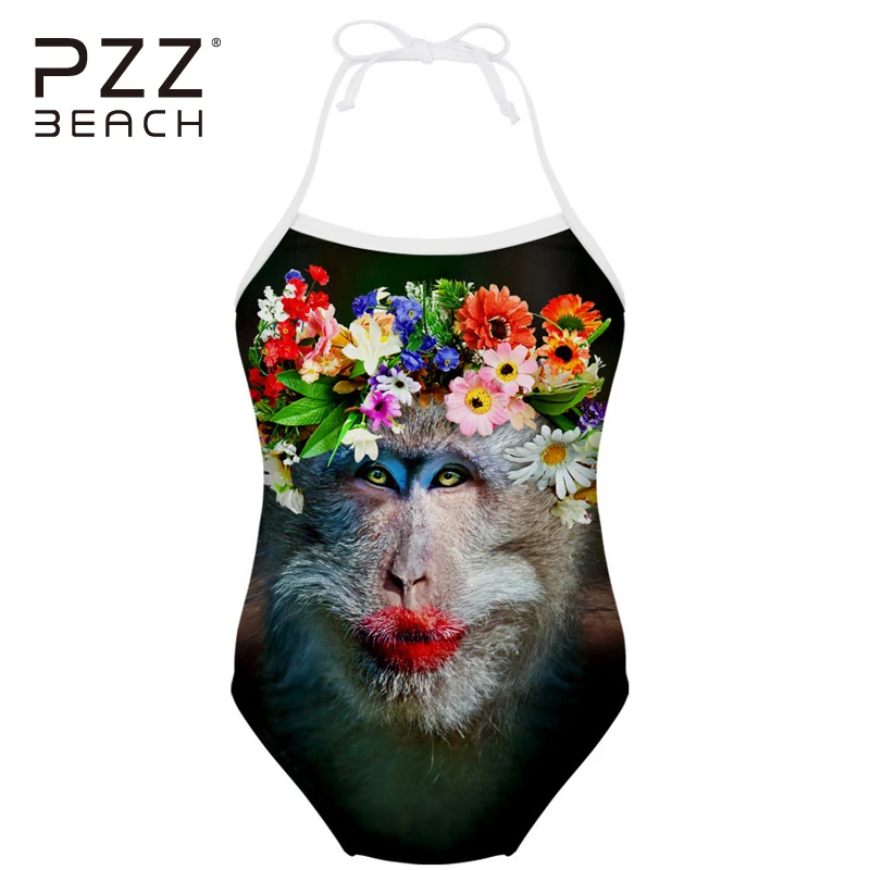 Funny Flower Gorilla One Piece Swimsuit Baby Infantil Girls Swimwear 