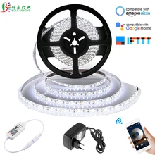 Wi Fi светодиодные ленты 5 м 2835 RGB регулятор яркости переключатель работать с Alexa Google дома 12 светодиодный led адаптер теплый белый красные, синие желтый
