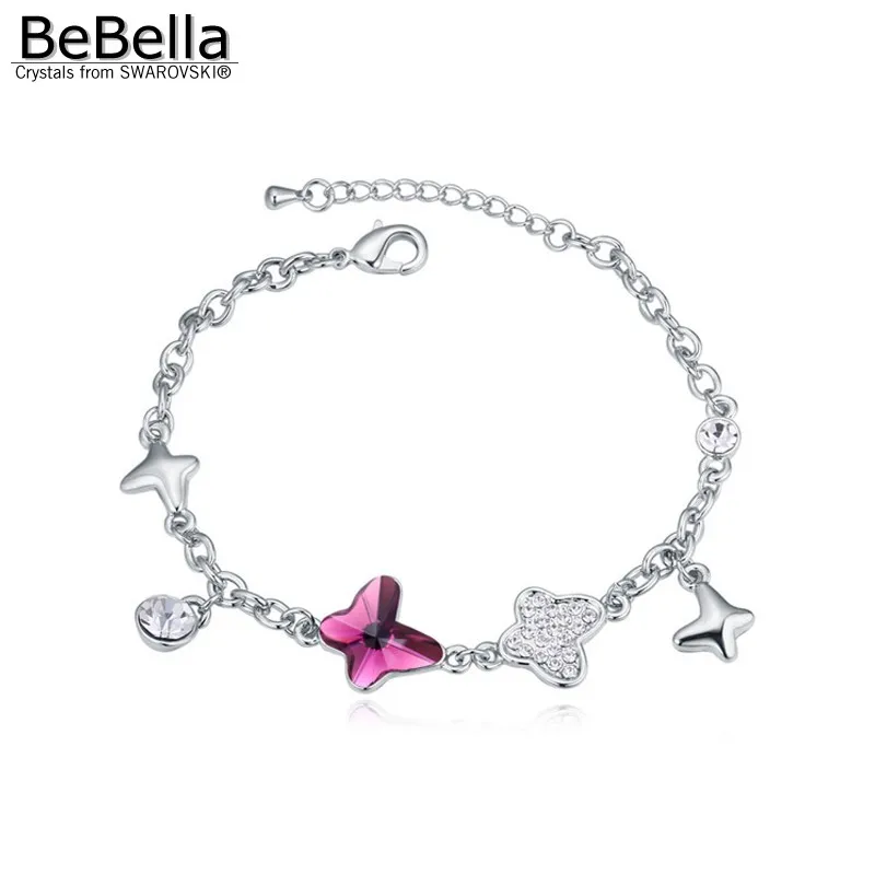 

BeBella trendy crystal butterfly charm chain bracelet with crystals from Swarovski original fashion jewelry for women girls 2018