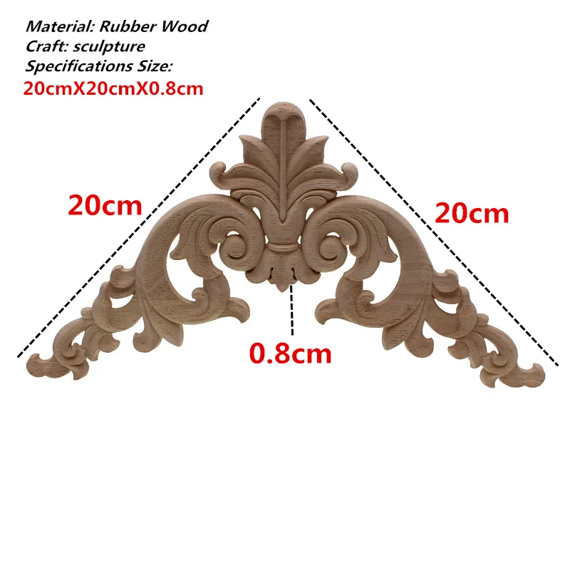 VZLX Деревянные Резные накладные аппликации Карпентер рамка наклейка мебель украшения деревянные поделки декоративный цветочный орнамент - Цвет: 20cmX20cm