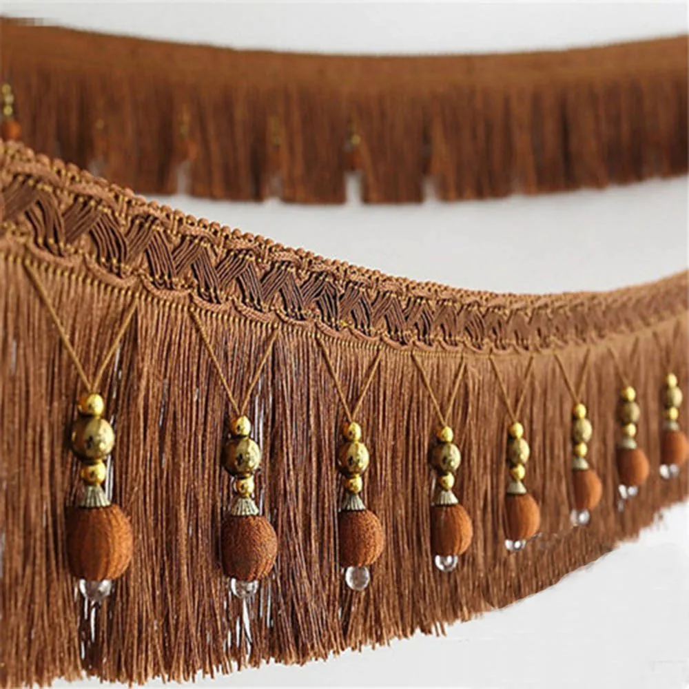 Buy 2 yard Briaded Beads Hanging Ball Tassel Fringe