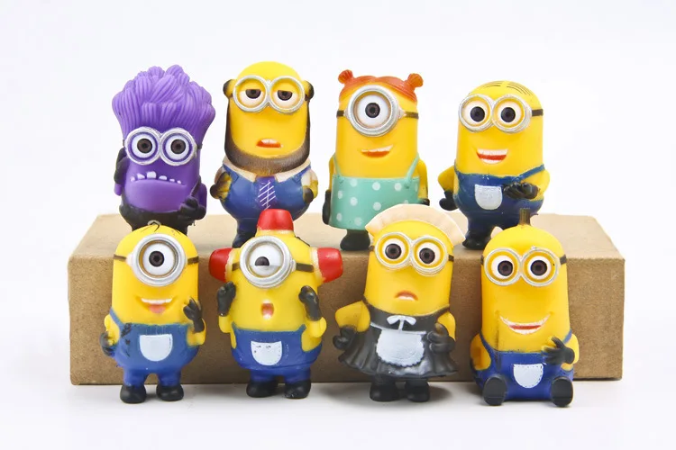 8pcs/lot Minion Miniature Figurines Toys Cute Lovely Model Kids Toys 5.5cm PVC Anime Children Figure