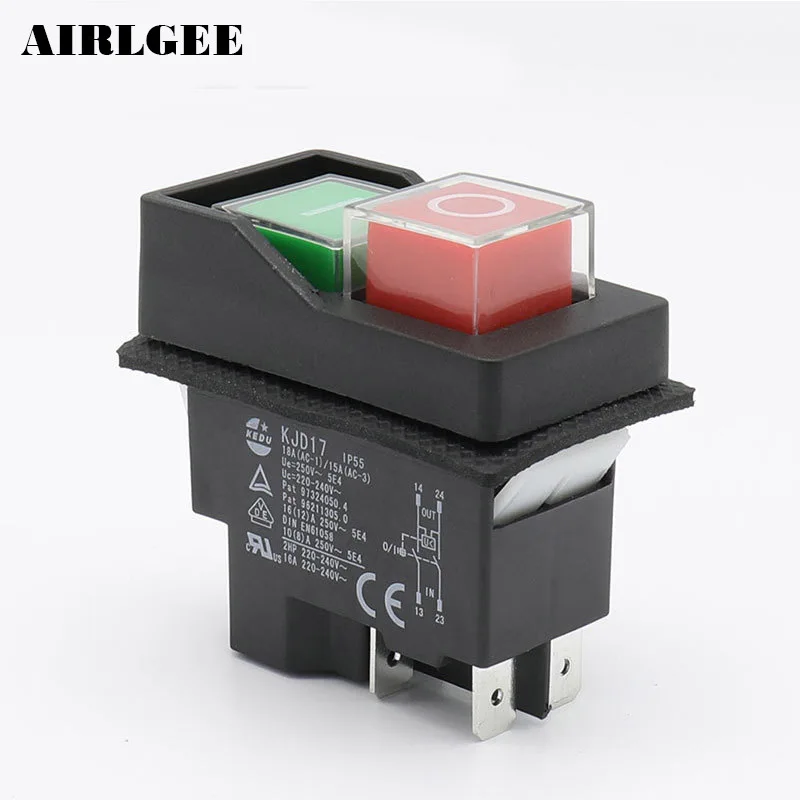 Botão Interruptor Eletromagnético à Prova Dágua Ip55 Interruptor de Segurança com Pinos Ac250v e 16a para Iniciante Magnético