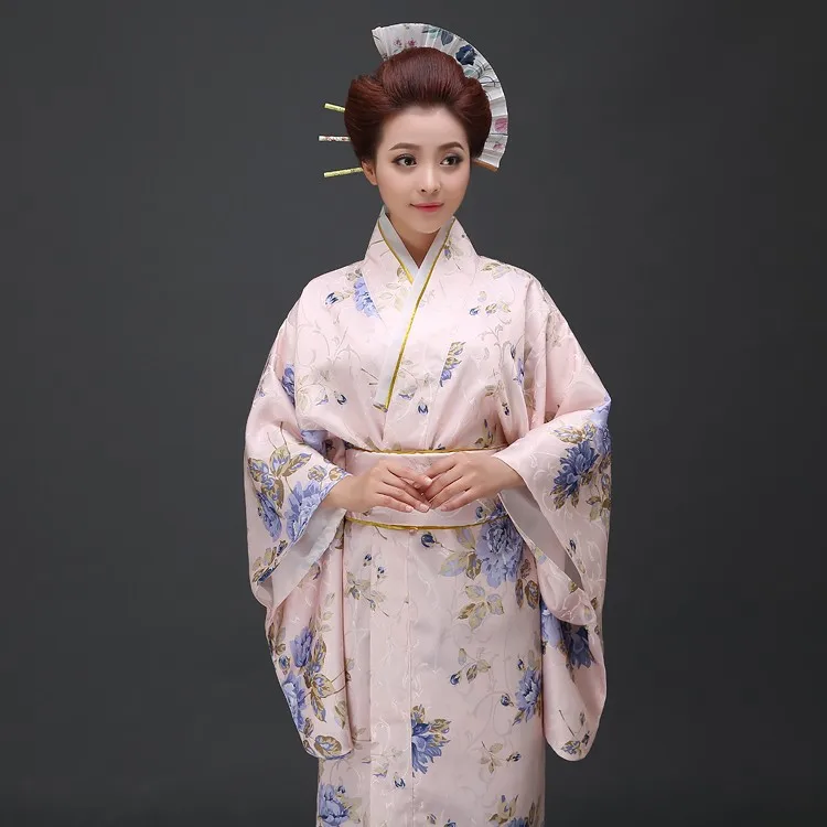Винтаж японский Для женщин кимоно юката хаори с Оби вечернее платье костюм классический Азии Костюмы один размер HW046