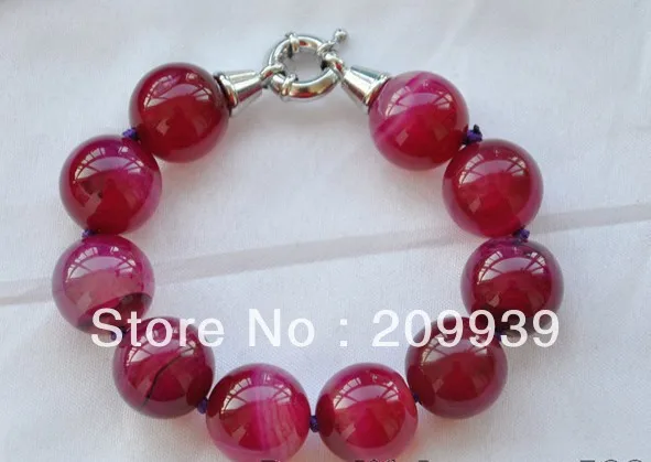 

huij 00223 Real 18MM round red agate bead bracelet 8inch