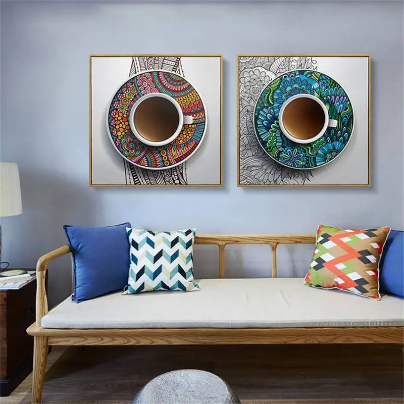 

Modern Chinese Blue and White Porcelain Canvas Painting Wall Picture Retro Ethnic Restaurant Teahouse cuadros decoracion