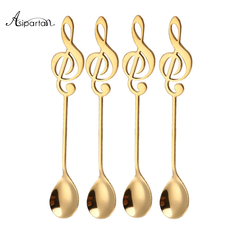 Asipartan 4 шт./компл. музыкальная кофейная ложка в форме нот для размешивания кофе