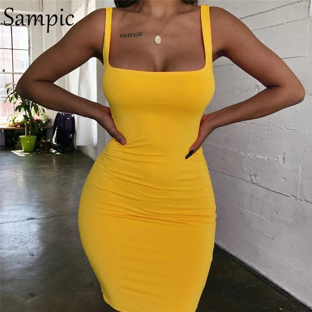 Yellow bodycon dress sale