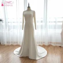 Овальный Свадебные платья Русалочки Гарри и Меган Свадебные платья Длинные рукава Элегантные Простые abiti, платье для невесты, ZW050