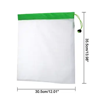 DCOS 5PCS/Set Polyester Washable Reusable Produce Bags, Eco-friendly Soft Premium Lightweight Vegetable Drawstring Storage Net 5