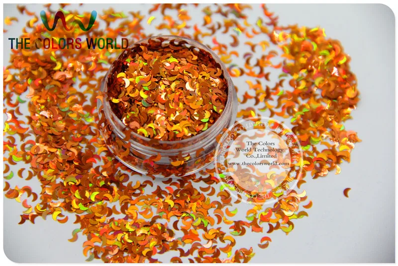 LM-41 Size 3 mm laser holographic Light Copper color Glitter paillette Moon shape spangles for Nail Art DIY supplies1pack=50g | Красота и