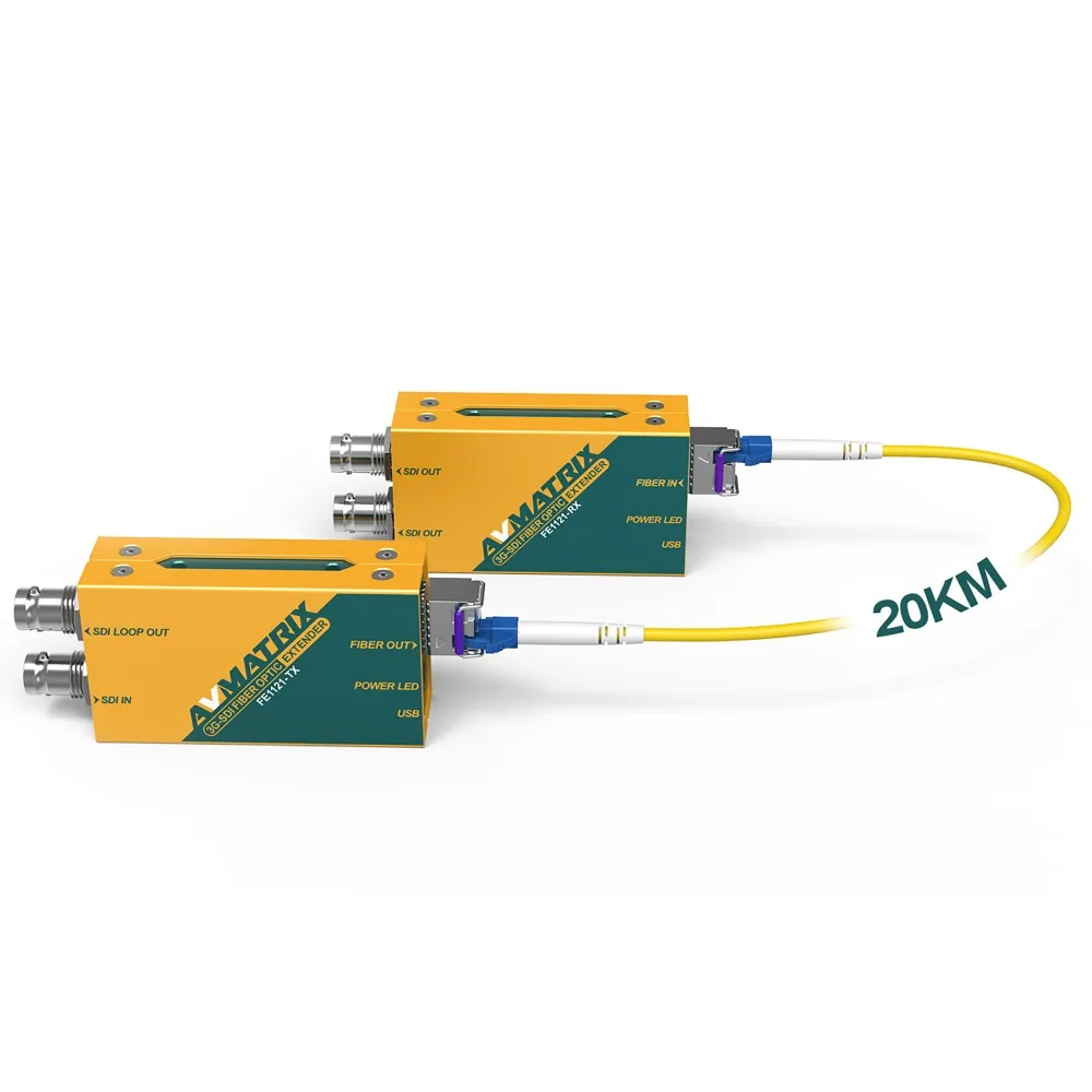 AVMATRIX FE1121 3G-SDI Fiber Optic Extender 20km Local SDI Loop Out and Dual SDI outputs and Supports 3G/HD/SD Signals