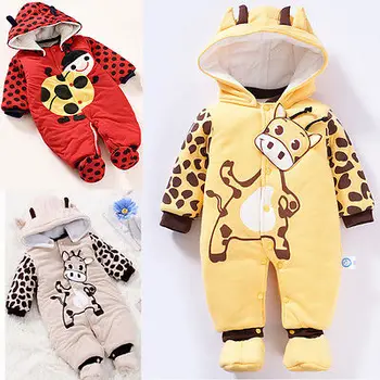 

cow 2016 Baby Rompers Cute Soft Newborn Baby Boy Cothes Long Sleeve Winter Rompers NewBorn Baby Girl Clothes Warm Baby Costumes