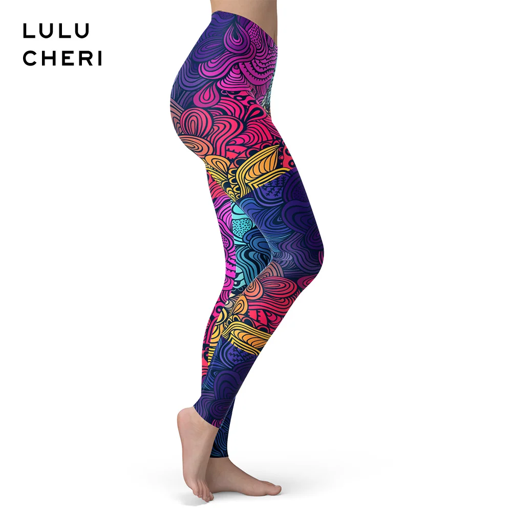 

2019 Vintage Floral Cloud Print Leggings For Women Milk Water Ripple Pattern Brushed Buttery Soft Breathable Elastic Trousers