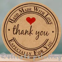 100 шт./лот, спасибо, любовь, наклейки из крафт-бумаги, этикетка, стикер диаметром 3 см, подходит для DIY, ручной работы, подарочные бирки