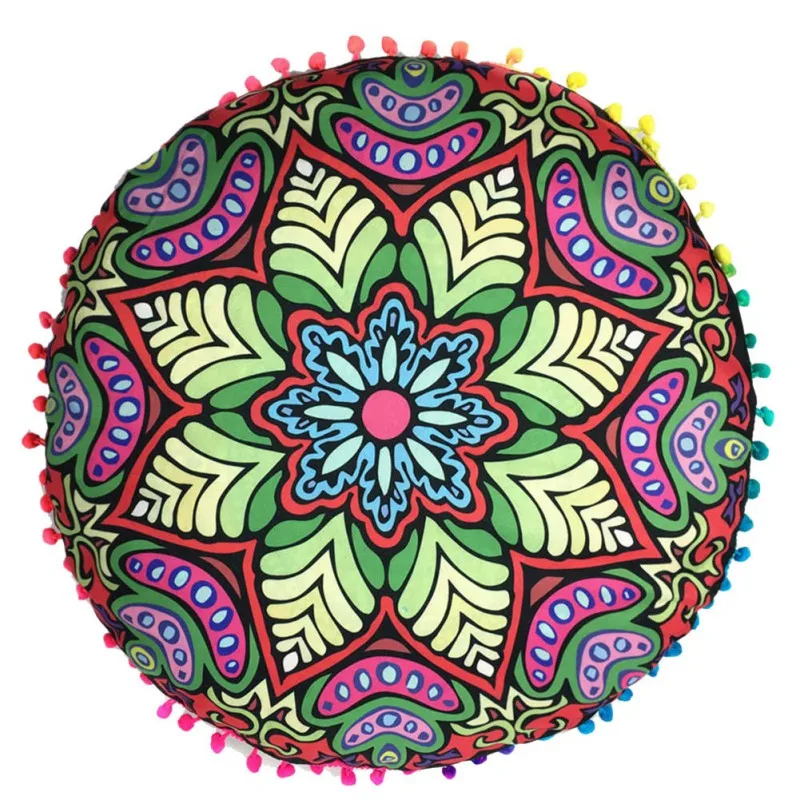 43*43CM Colorful Round Indian Mandala Floor Printed Pillows Cushions Pillows Case Textile Bohemian Pillow