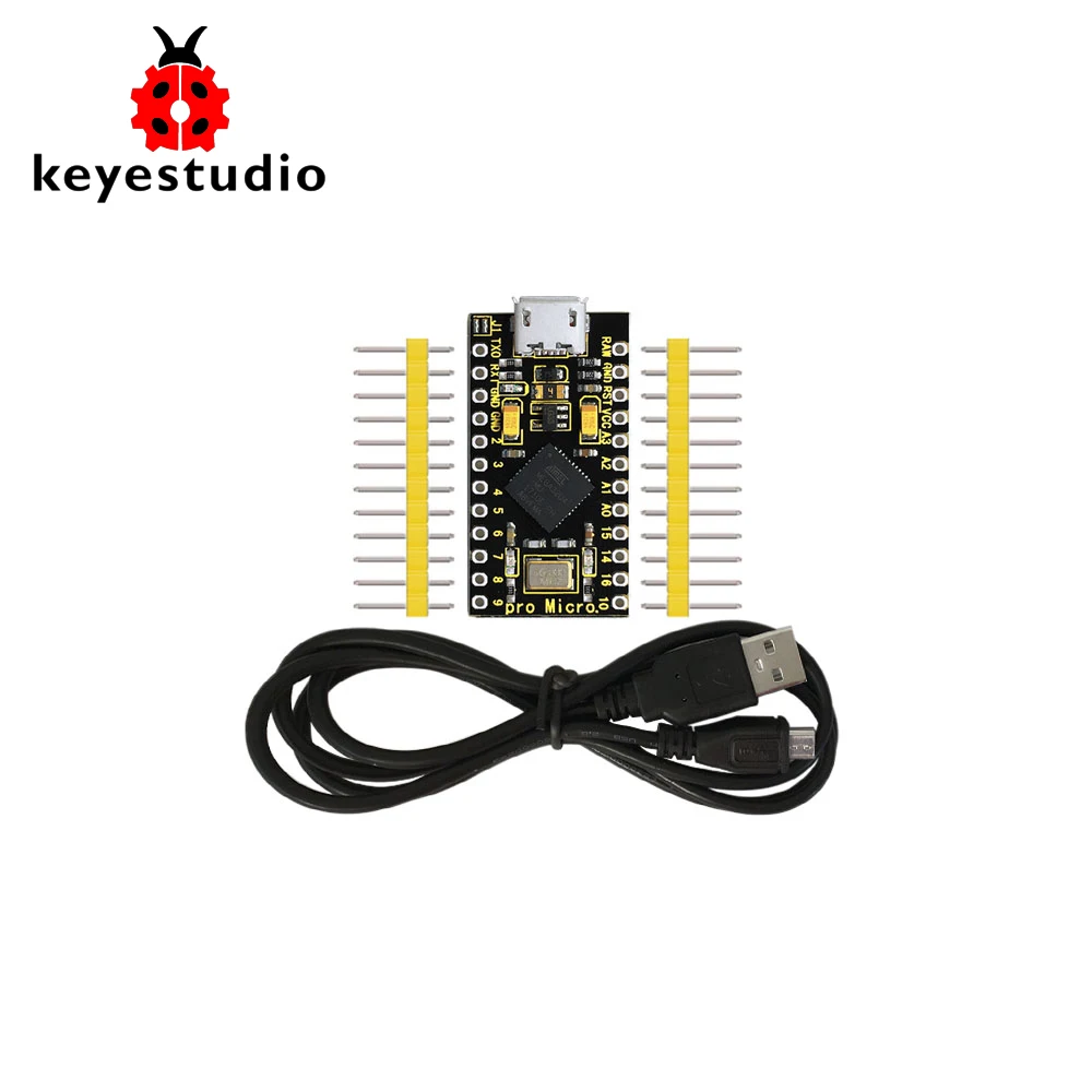 Макетная плата Keyestudio PRO MICRO ATmega32U4 3 В/16 МГц макетная с 2 рядным штырьковым разъемом