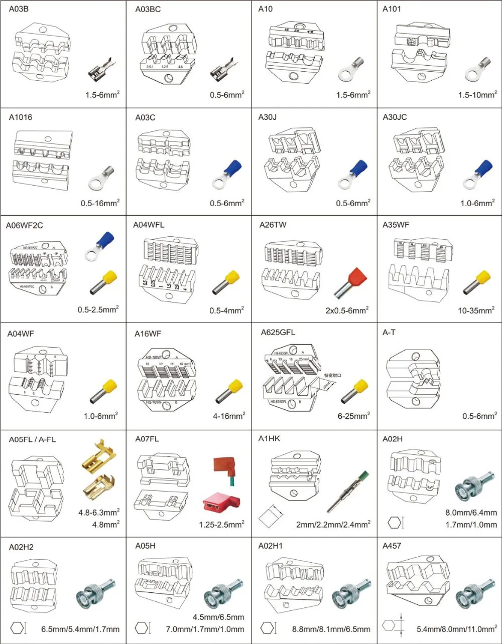 A06WF2C штампы наборы для HS-06WF2C FSE-06WF2C AM-10 EM-6B1 EM-6B2 обжимной Пилер обжимной станок один комплект